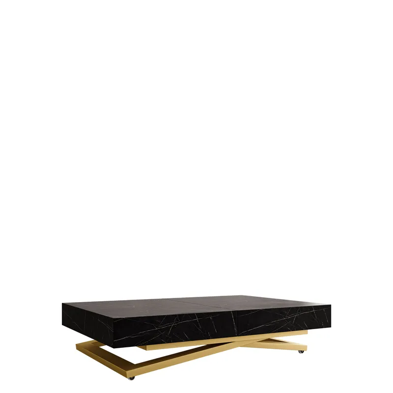 Avendi Soffbord 120 cm, Guld/svart marmor
