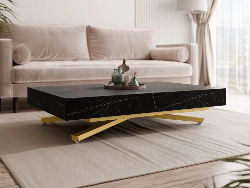 Avendi Soffbord 120 cm - Guld/svart marmor - Möbler - Bord & matgrupp - Marmorbord