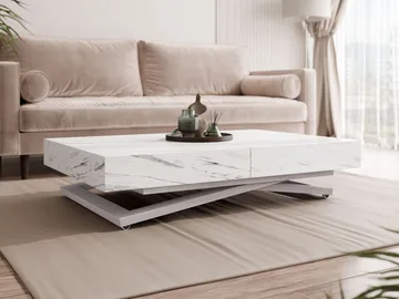 Avendi Soffbord 120 cm - Silver, vit marmor - Möbler - Bord & matgrupp - Soffbord