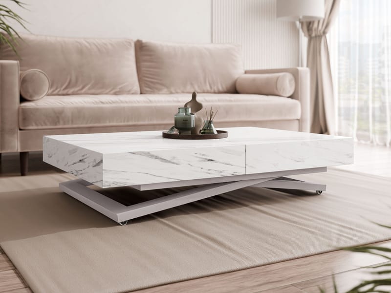 Avendi Soffbord 120 cm - Silver, vit marmor - Möbler - Bord & matgrupp - Soffbord