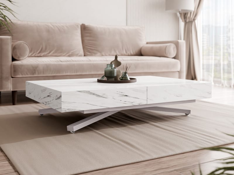 Avendi Soffbord 120 cm - Silver, vit marmor - Möbler - Bord & matgrupp - Soffbord