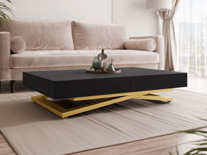 Avendi Soffbord förlängningsbart 200 cm - guld, svart - Möbler - Bord & matgrupp - Soffbord