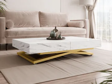 Avendi Soffbord förlängningsbart 200 cm - guld, vit marmor - Möbler - Bord & matgrupp - Soffbord