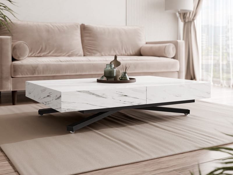 Avendi Soffbord förlängningsbart 200 cm - svart, vit marmor - Möbler - Bord & matgrupp - Soffbord