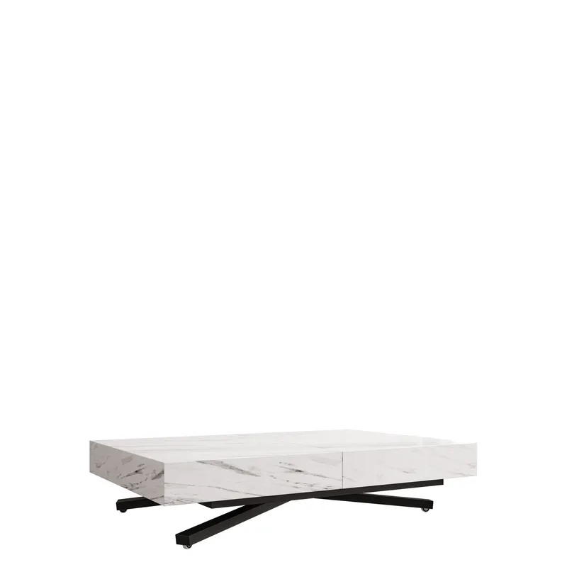 Avendi Soffbord förlängningsbart 200 cm, svart, vit marmor