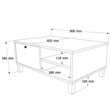 Avero Soffbord 90x38,6x60 cm - Vit och ek - Möbler - Bord & matgrupp - Soffbord