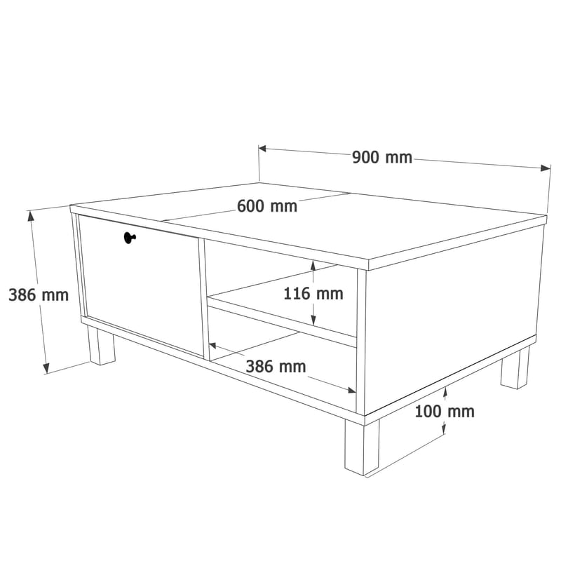 Avero Soffbord 90x38,6x60 cm - Vit och ek - Möbler - Bord & matgrupp - Soffbord