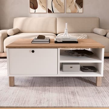 Avero Soffbord 90x38,6x60 cm - Vit och ek - Möbler - Bord & matgrupp - Soffbord