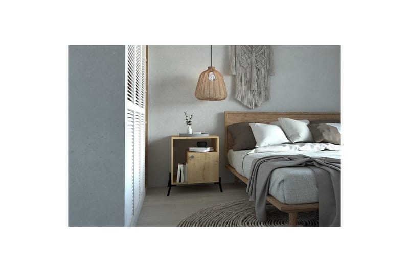 Abadan Sängbord 50 cm - Ek/Svart - Möbler - Bord & matgrupp - Avlastningsbord & sidobord - Sängbord & nattduksbord