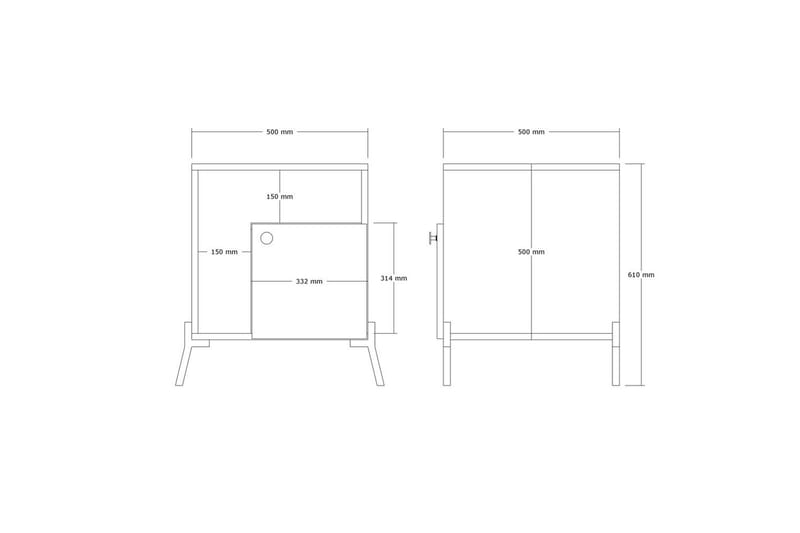 Abadan Sängbord 50 cm - Ek/Svart - Möbler - Bord & matgrupp - Avlastningsbord & sidobord - Sängbord & nattduksbord