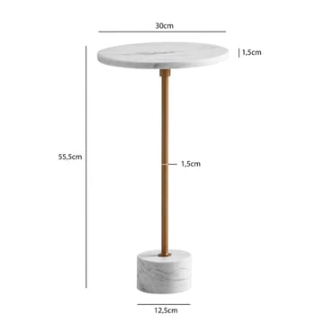 Aelros Sidobord 30 cm - vit marmor med grå ådring och guld - Möbler - Bord & matgrupp - Avlastningsbord & sidobord - Piedestal & blompiedestal