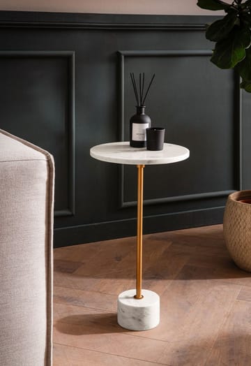 Aelros Sidobord 30 cm - vit marmor med grå ådring och guld - Möbler - Bord & matgrupp - Avlastningsbord & sidobord - Piedestal & blompiedestal