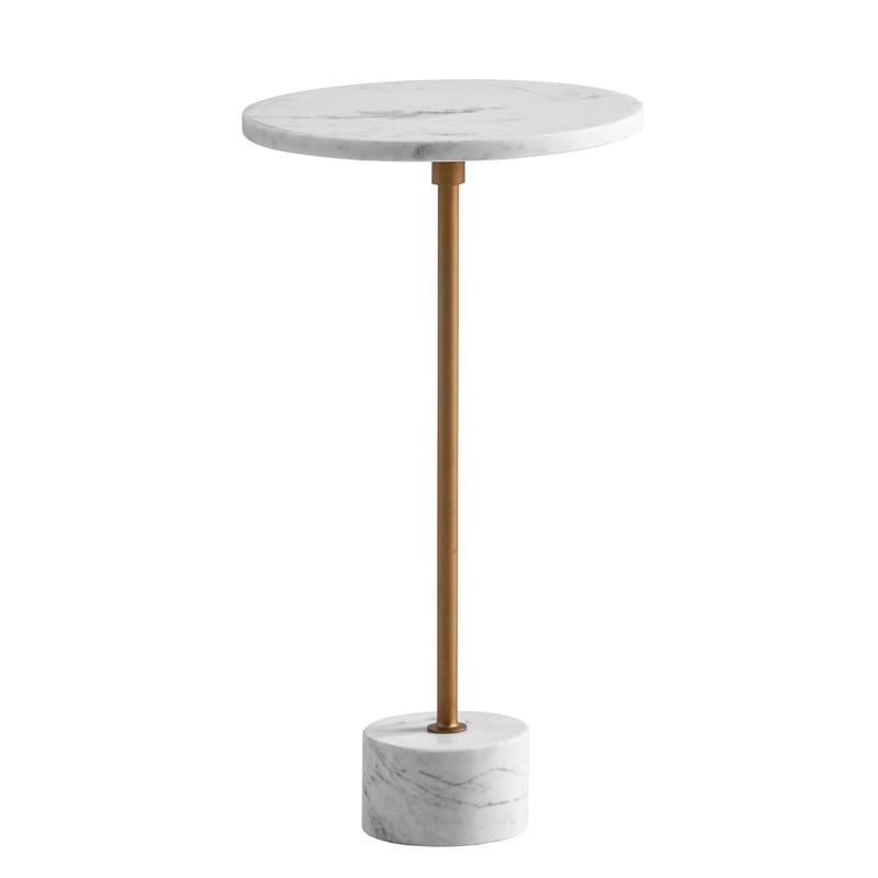 Aelros Sidobord 30 cm - vit marmor med grå ådring och guld - Möbler - Bord & matgrupp - Avlastningsbord & sidobord - Piedestal & blompiedestal