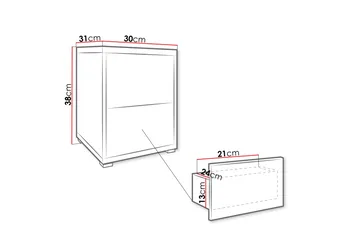 Agawal Sängbord 30 cm - Brun - Möbler - Bord & matgrupp - Avlastningsbord & sidobord - Sängbord & nattduksbord