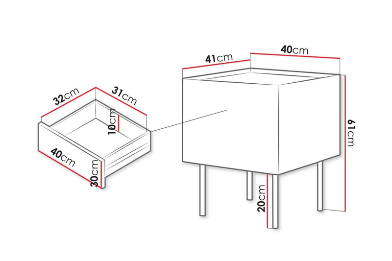 Akie Sängbord 40 cm - Grön - Möbler - Bord & matgrupp - Avlastningsbord & sidobord - Sängbord & nattduksbord