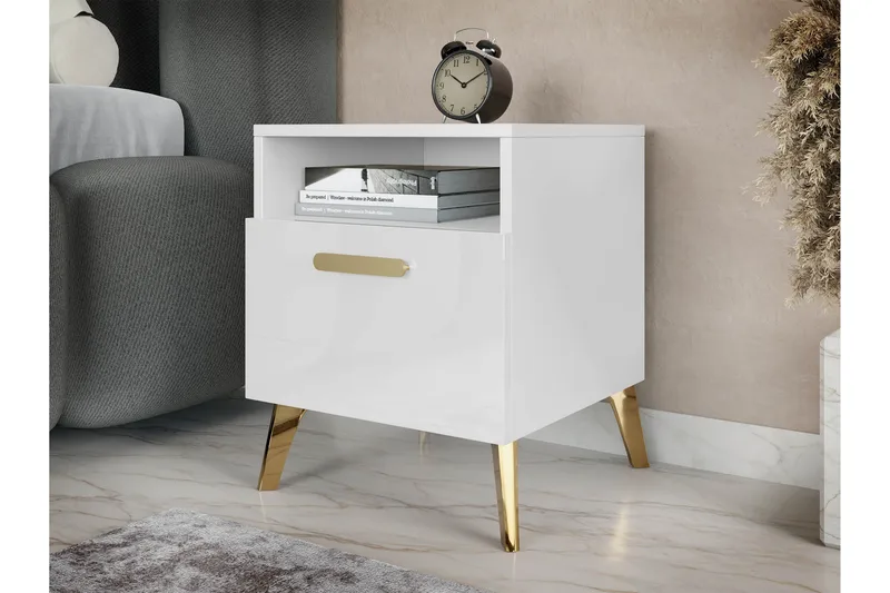 Akihiko Sängbord 40 cm - Vit - Möbler - Bord & matgrupp - Avlastningsbord & sidobord - Sängbord & nattduksbord