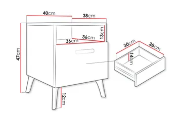 Akihiko Sängbord 40 cm - Vit - Möbler - Bord & matgrupp - Avlastningsbord & sidobord - Sängbord & nattduksbord