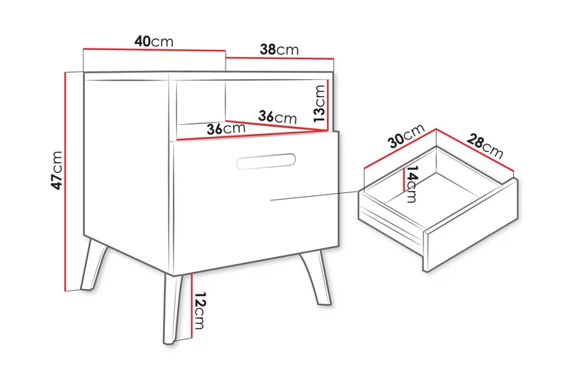 Akihiko Sängbord 40 cm - Vit - Möbler - Bord & matgrupp - Avlastningsbord & sidobord - Sängbord & nattduksbord