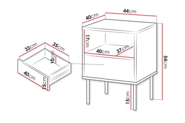 Akiko Sängbord 44 cm - Grön - Möbler - Bord & matgrupp - Avlastningsbord & sidobord - Sängbord & nattduksbord