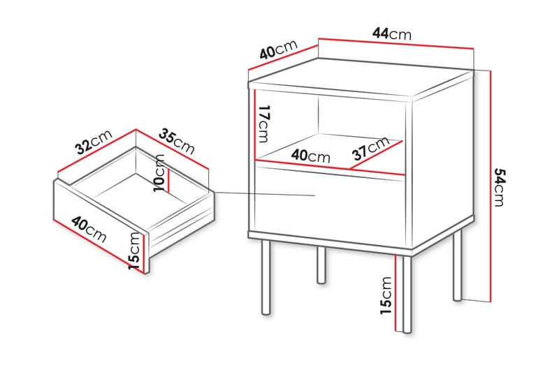 Akiko Sängbord 44 cm - Grön - Möbler - Bord & matgrupp - Avlastningsbord & sidobord - Sängbord & nattduksbord