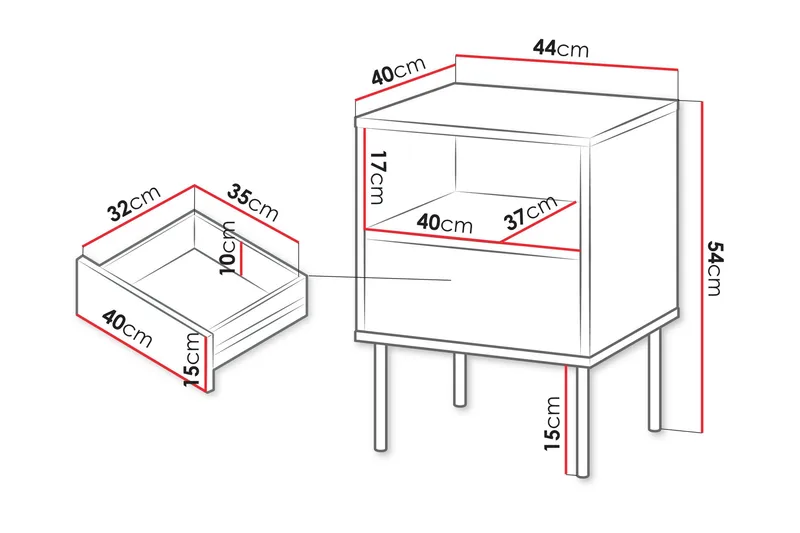 Akiko Sängbord 44 cm - Grön - Möbler - Bord & matgrupp - Avlastningsbord & sidobord - Sängbord & nattduksbord