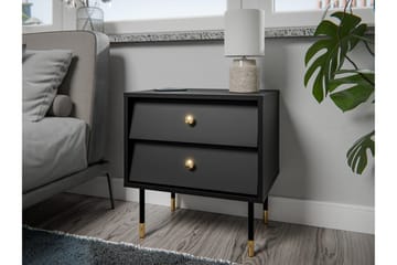 Akilesh Sängbord 52 cm i Målat Trä med Lådor - Svart - Möbler - Bord & matgrupp - Avlastningsbord & sidobord - Sängbord & nattduksbord