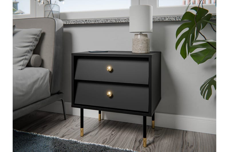 Akilesh Sängbord 52 cm - Svart - Möbler - Bord & matgrupp - Avlastningsbord & sidobord - Sängbord & nattduksbord