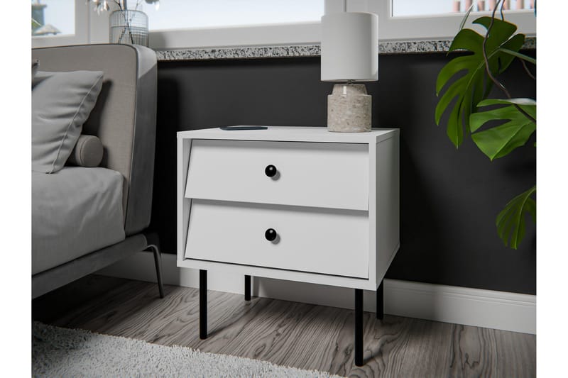 Akilesh Sängbord 52 cm - Vit - Möbler - Bord & matgrupp - Avlastningsbord & sidobord - Sängbord & nattduksbord