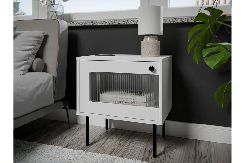 Akilesh Sängbord 52 cm - Vit - Möbler - Bord & matgrupp - Avlastningsbord & sidobord - Sängbord & nattduksbord