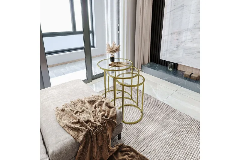 Alyasmin Satsbord 34 cm - Guld/Transparent - Möbler - Bord & matgrupp - Avlastningsbord & sidobord - Satsbord