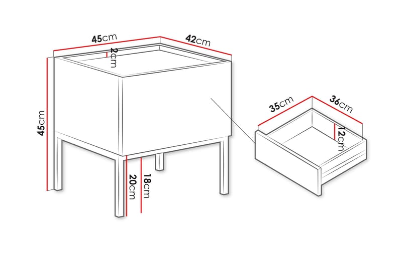 Amelus Sängbord 45 cm - Cashmere - Möbler - Bord & matgrupp - Avlastningsbord & sidobord - Sängbord & nattduksbord
