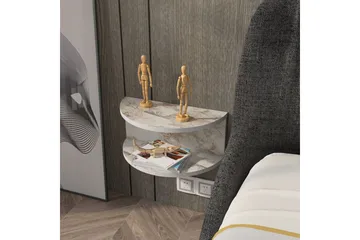 Antigua Vägghängt Sängbord 45 cm i Marmorutseende med Förvaring - Cremebeige - Möbler - Bord & matgrupp - Avlastningsbord & sidobord - Sängbord & nattduksbord