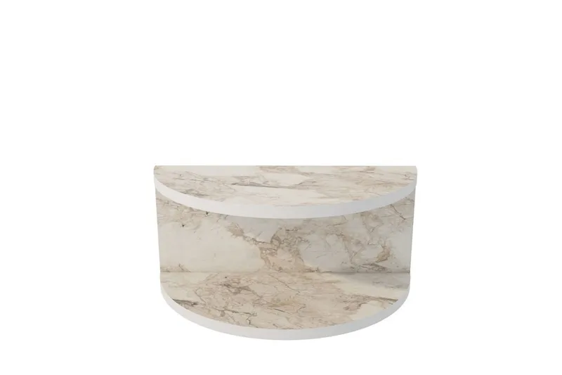 Antigua Vägghängt Sängbord 45 cm i Marmorutseende med Förvaring, Cremebeige