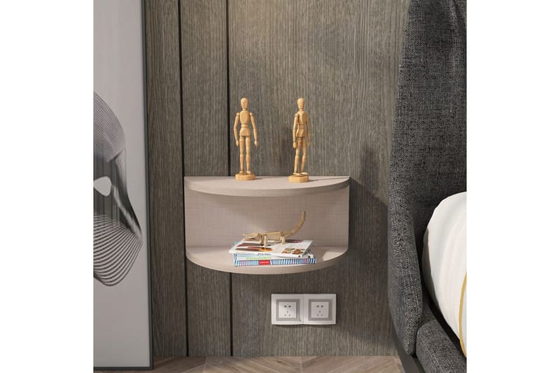 Antigua Vägghängt Sängbord 45 cm med Ljust Träutseende, Förvaring med Hylla - Beige - Möbler - Bord & matgrupp - Avlastningsbord & sidobord - Sängbord & nattduksbord