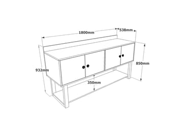 Avlastningsbord Dewat 180 cm - Teak/Antracit - Möbler - Bord & matgrupp - Avlastningsbord & sidobord - Konsolbord & hallbord