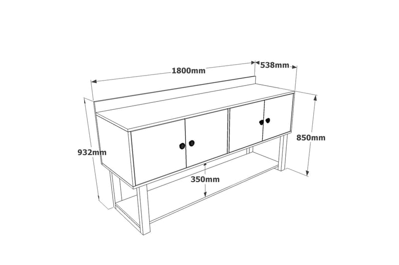 Avlastningsbord Dewat 180 cm - Teak/Antracit - Möbler - Bord & matgrupp - Avlastningsbord & sidobord - Konsolbord & hallbord
