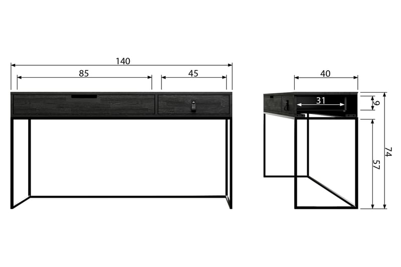 Avlastningsbord Iria 140 cm - Svart Ek - Möbler - Bord & matgrupp - Avlastningsbord & sidobord - Konsolbord & hallbord