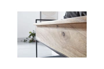 Bänk Wohnling industriell look med stort förvaringsutrymme i massivt trä och öppen skohylla Beige - Beige - Möbler - Bord & matgrupp - Avlastningsbord & sidobord - Lampbord & sidobord
