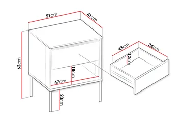 Basici Sängbord 51 cm - Brun - Möbler - Bord & matgrupp - Avlastningsbord & sidobord - Sängbord & nattduksbord