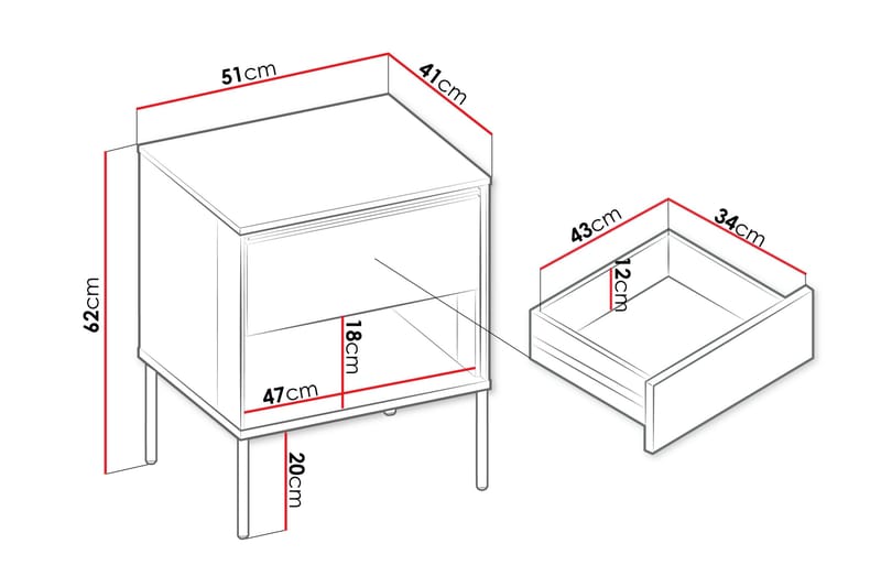 Basici Sängbord 51 cm - Brun - Möbler - Bord & matgrupp - Avlastningsbord & sidobord - Sängbord & nattduksbord