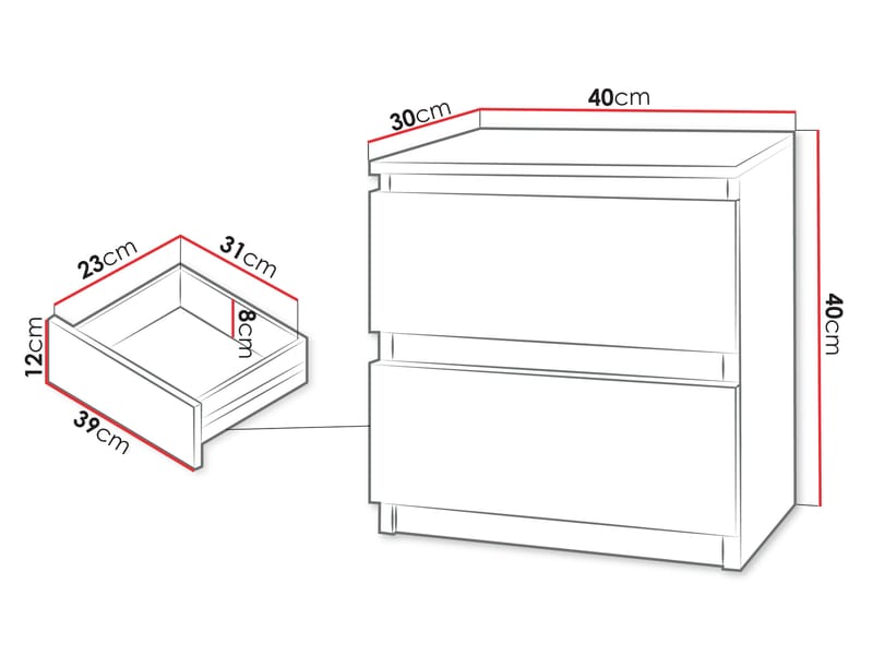 Basildon Sängbord 40 cm - brun - Möbler - Bord & matgrupp - Avlastningsbord & sidobord - Sängbord & nattduksbord
