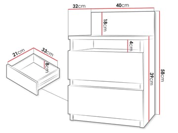 Basildon Sängbord 40 cm - brun - Möbler - Bord & matgrupp - Avlastningsbord & sidobord - Sängbord & nattduksbord