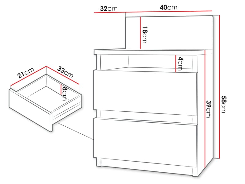 Basildon Sängbord 40 cm - brun - Möbler - Bord & matgrupp - Avlastningsbord & sidobord - Sängbord & nattduksbord