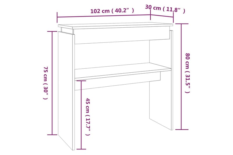 beBasic Avlastningsbord grå sonoma 102x30x80 cm konstruerat trä - Grey - Konsolbord & hallbord - Avlastningsbord & sidobord - Hallförvaring