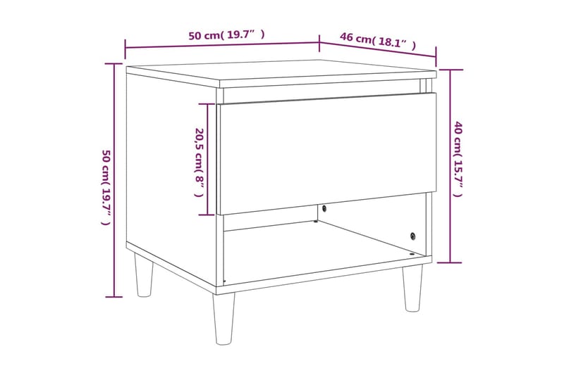 beBasic Nattduksbord 2 st betonggrå 50x46x50 cm konstruerat trä - Grey - Sängbord & nattduksbord