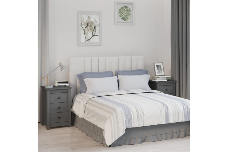 beBasic Sängbord 2 st grå 40x35x61,5 cm massiv furu - Grey - Sängbord & nattduksbord
