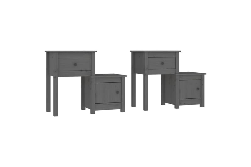 beBasic Sängbord 2 st grå 79,5x38x65,5 cm massiv furu - Grey - Sängbord & nattduksbord