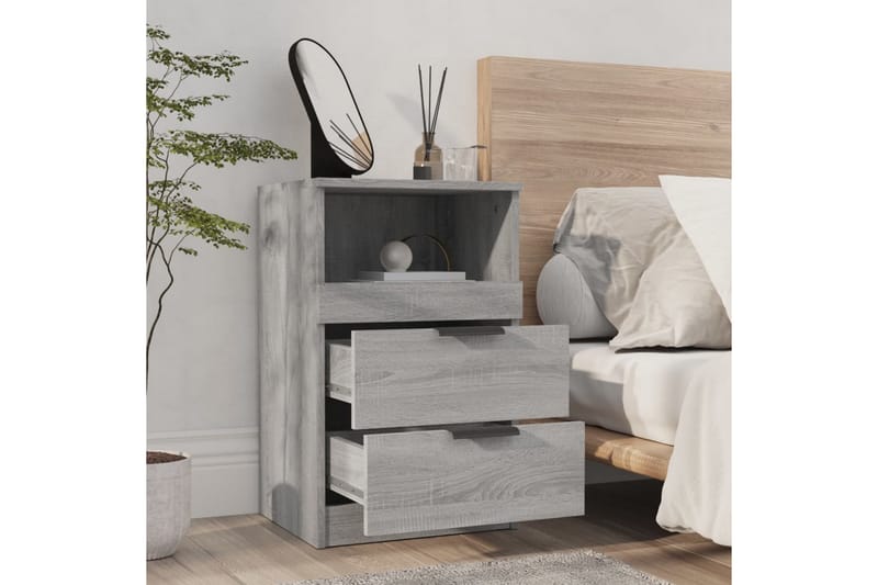 beBasic Sängbord 2 st grå sonoma konstruerat trä - Grey - Sängbord & nattduksbord