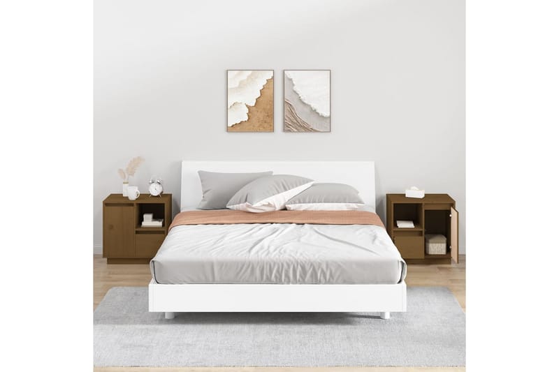 beBasic Sängbord 2 st honungsbrun 50x34x50 cm massiv furu - Brown - Sängbord & nattduksbord