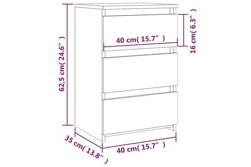 beBasic Sängbord 2 st rökfärgad ek 40x35x62,5 cm konstruerat trä - Brown - Sängbord & nattduksbord